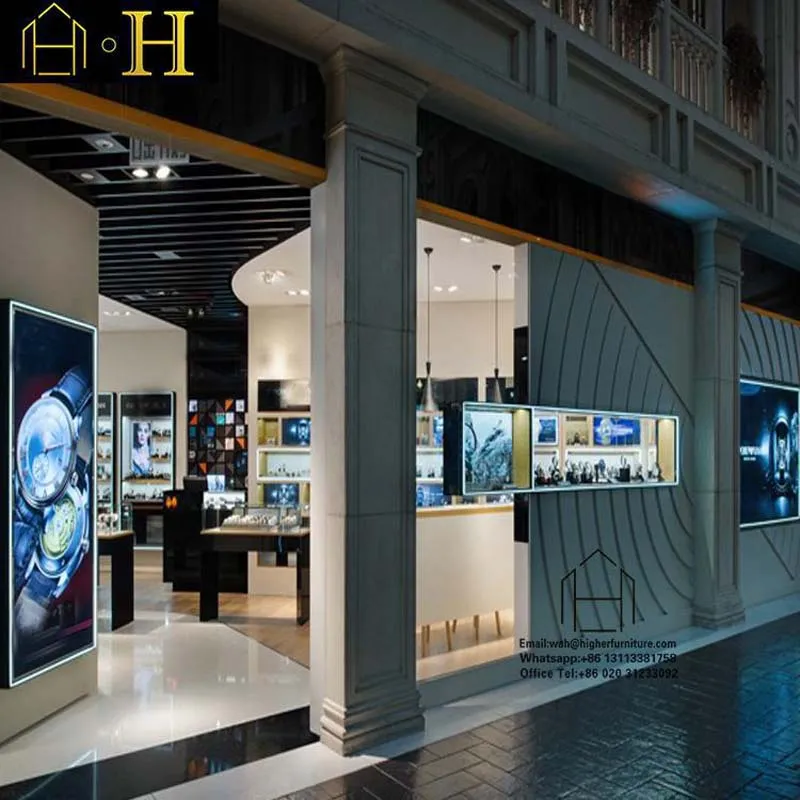 Simple Watch Store Equipment Wooden Glass Watch Display Cabinet And Showcase