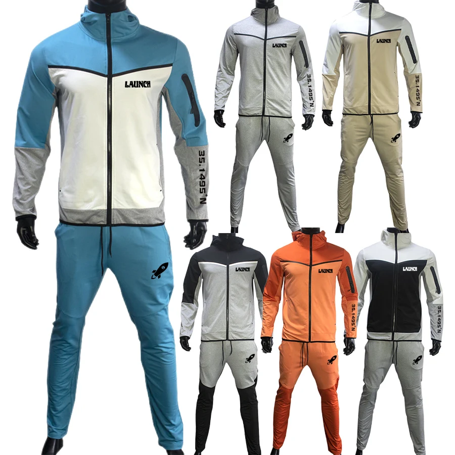 Men Hooded Sportswear Basketball Football Fitness Leisure Team Uniform Training Wear Zipper Jacket Tech Tracksuit Sweatsuit