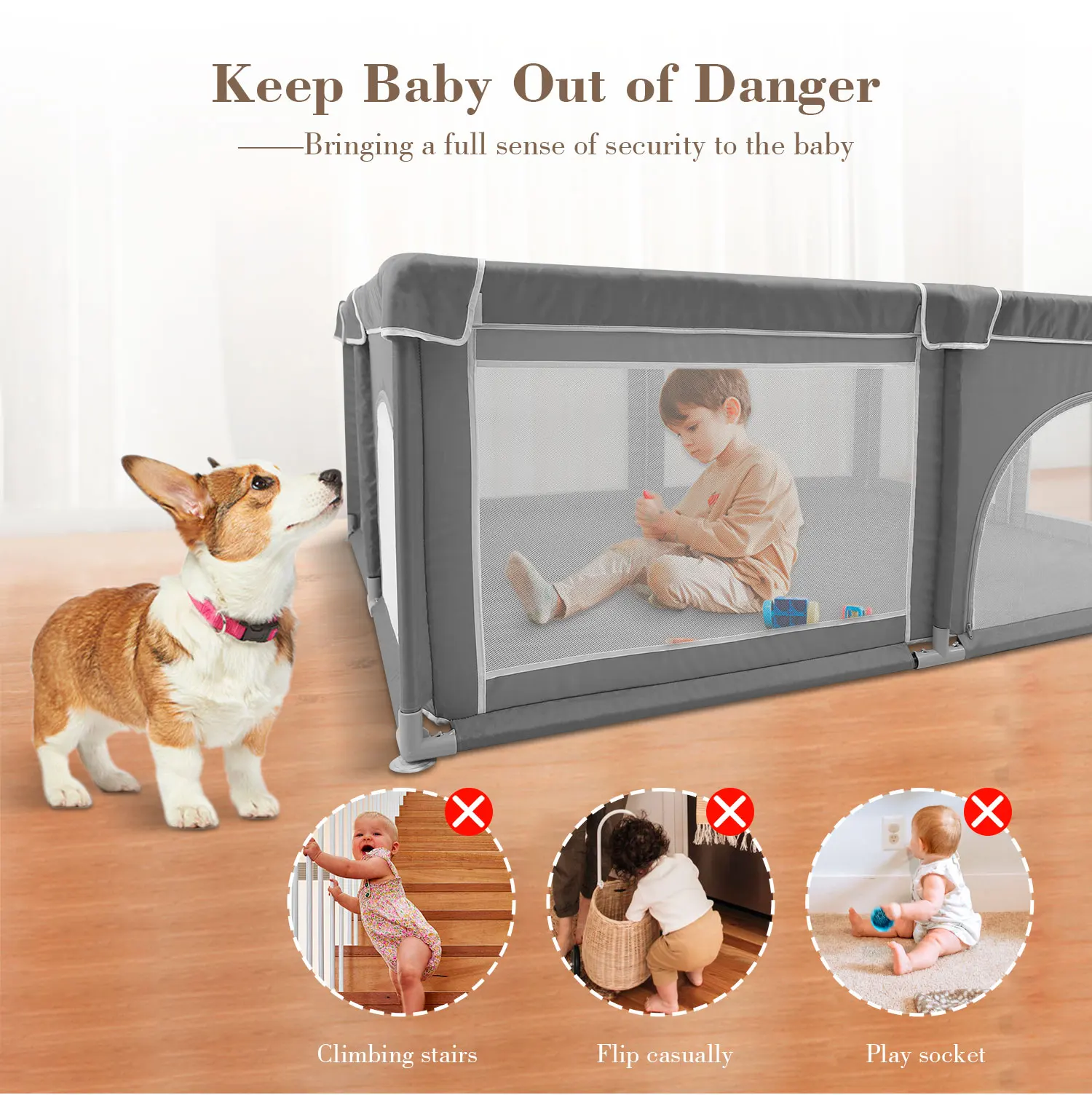 2024 Kids Playpen Safety Play Yard Fence Baby Playpen