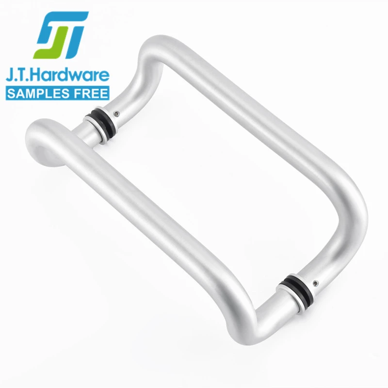 Factory direct sale anodize aluminum bathroom back to back tubular pull handle with metal washers