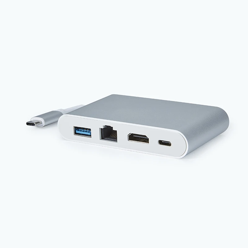 
2021 Hot USB 3.0 to Multi Port Ethernet OTG USB-C 4 Port in 1 Power USB C Hub 