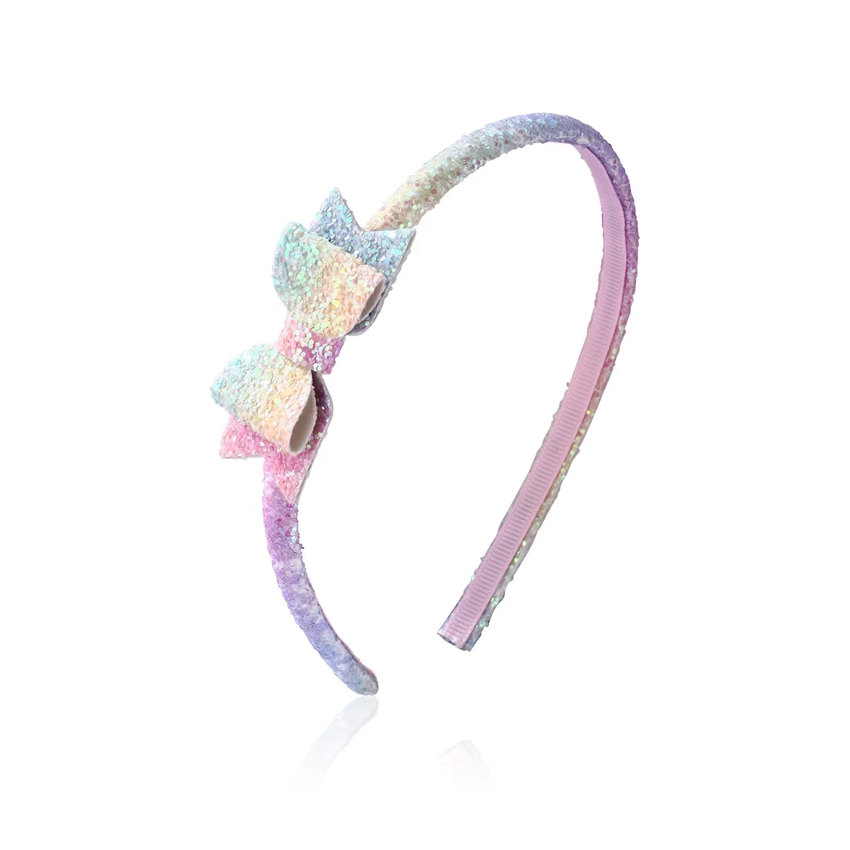 Wholesale Cute Girl Hair Accessories Flash Powder Candy Color Love Cartoon Bow Hair Bands Headband for Kids