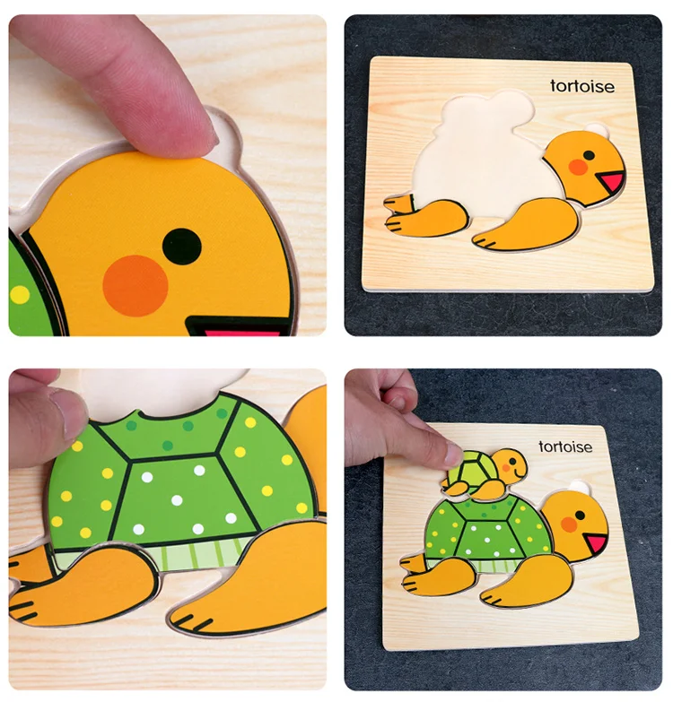 
Amazon Hot Sale 3d Wooden Puzzles Educational Toys Children Games Cartoon Baby Kids Animal Jigsaw Puzzle 