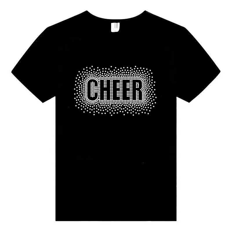 New Various Color Rhinestone Cheer Transfers  Hot fix Rhinestone Heat Transfers Iron On Motif Design for Garments