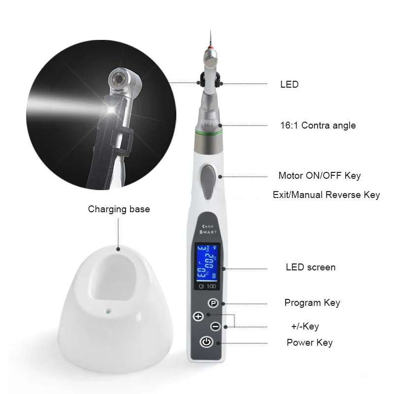 Wireless  LED Lamp 16:1 Cordless Prophy Endodontic Handpiece Dental Rotary Handpiece Endomotor