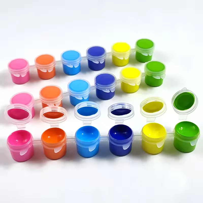 Professional Mini Cheap 3ml 5ml 6 12 Colors Strip Plastic Pots Kid Non Toxic Water-Based Acrylic Paint