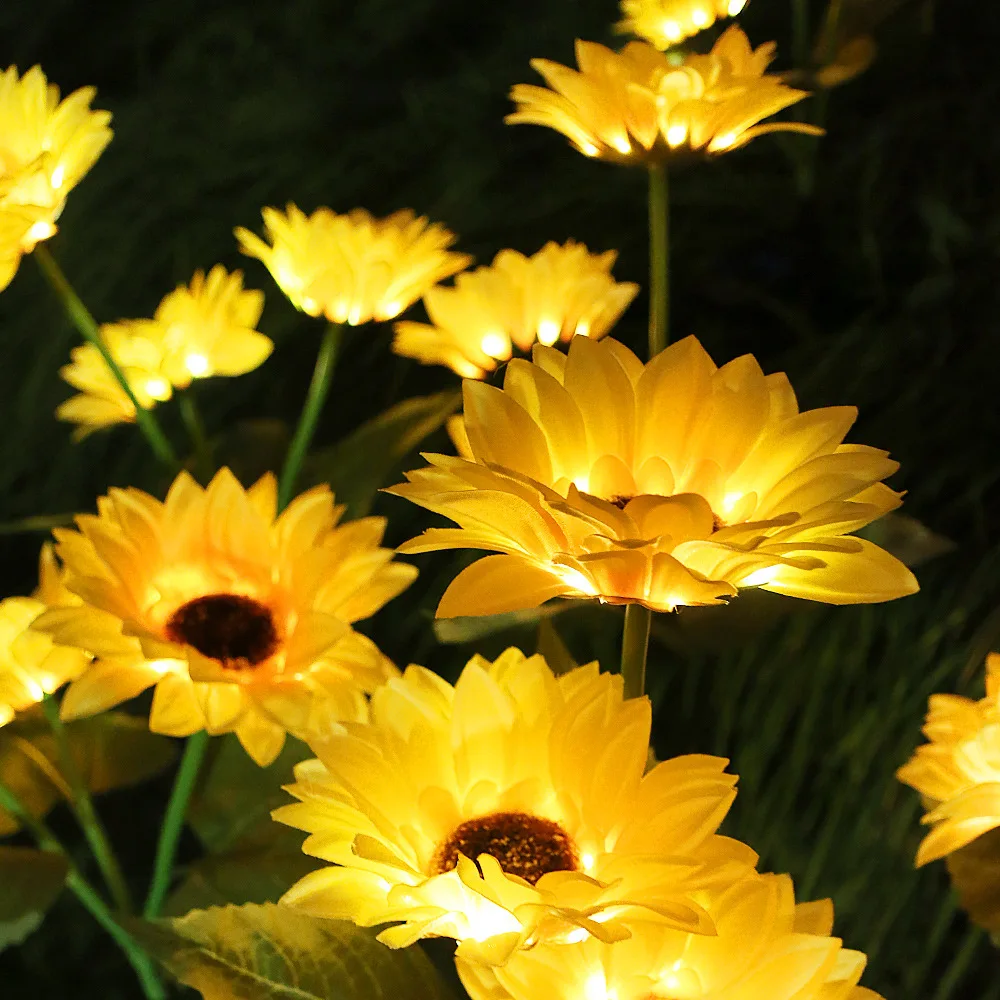 Solar sunflower lights LED garden decoration simulation flower lights outdoor waterproof garden park villa lawn lights