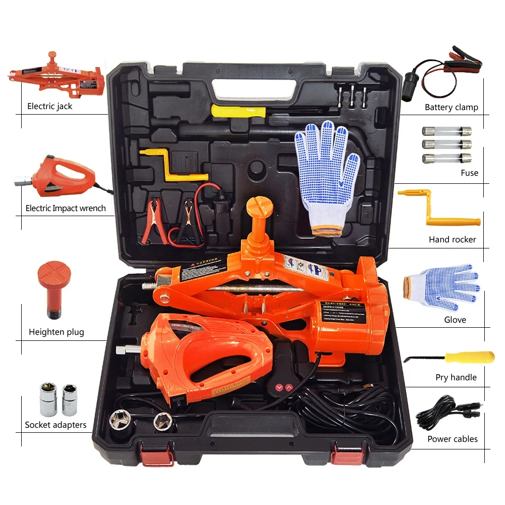 New products most popular 3 ton long floor jack and electric wrench set