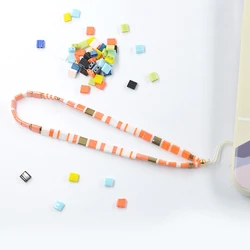 New arrival non-slip color contrast imitation tila beaded fashion phone holder bracelet chain straps