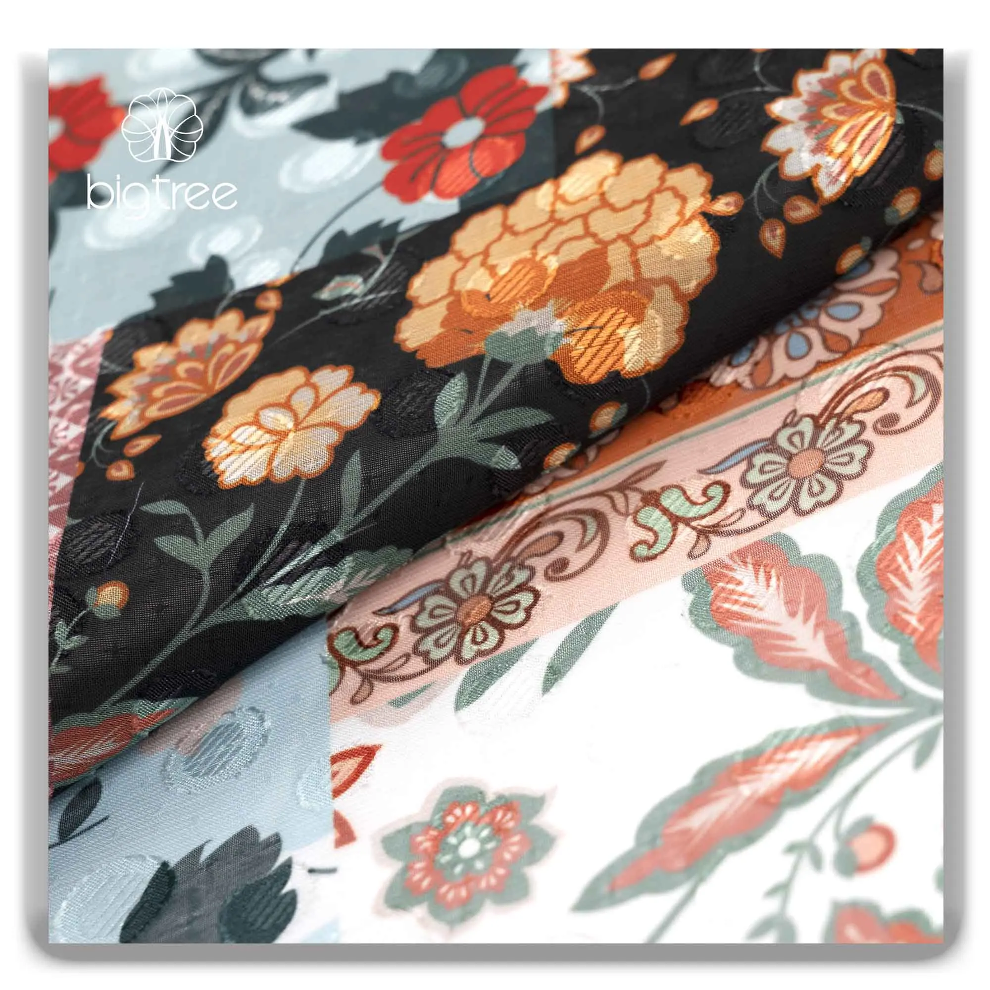 
Splicing Design Digital Printed Jacquard Ground Chiffon Dress Shirt Blouse 100%Polyester Fabric 