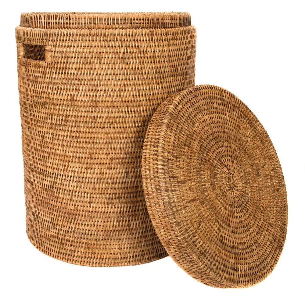 Honey brown wicker laundry hampers basket natural from Vietnam