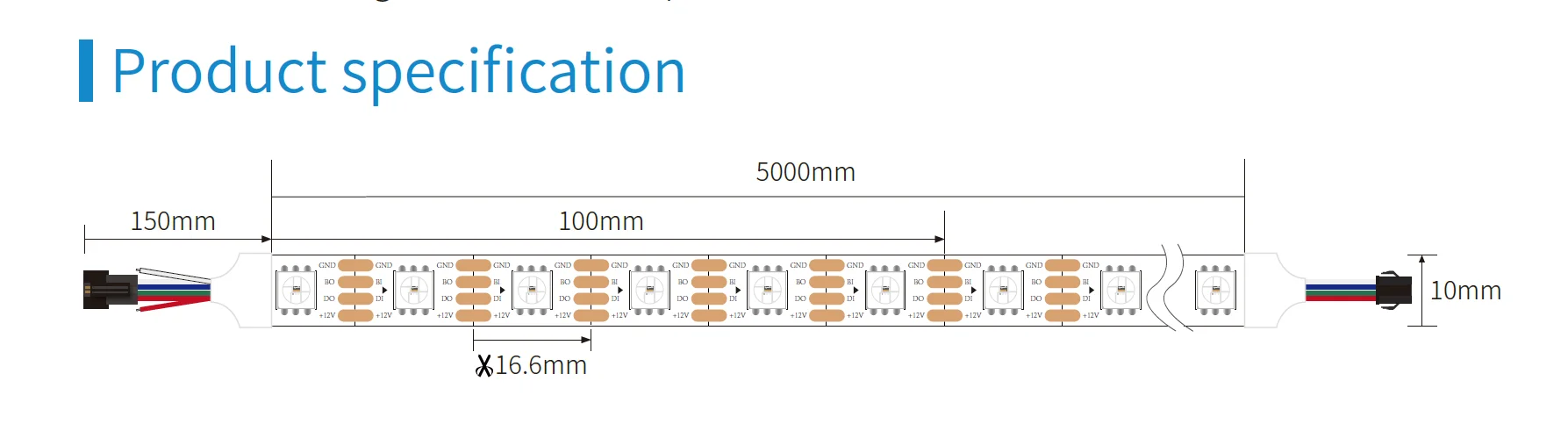 Individually Addressable Tira Ws2812b/2815 5m 5050 Smd 30/60/96/120/144led 5V 12v Smart Programmable Address Pixel RGB Led Strip