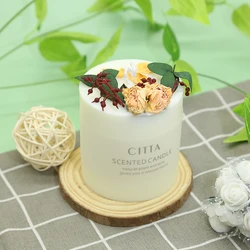 Wholesale 100% natural soy scented candle in glass candle jar with lid
