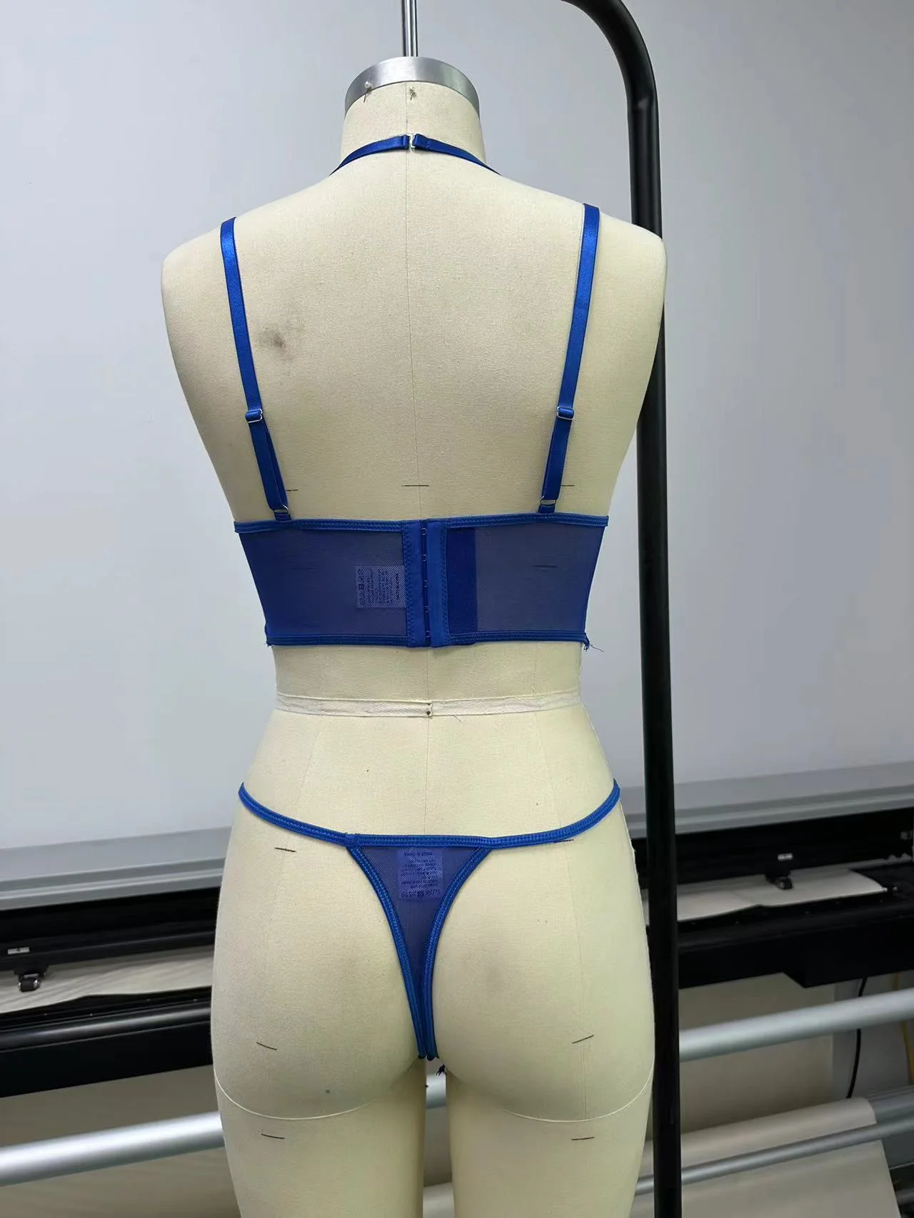 Two Piece Erotic Lingerie Sets Porn Role Play Blue Hollow Out Bondage Sexy Transparent Underwear Women