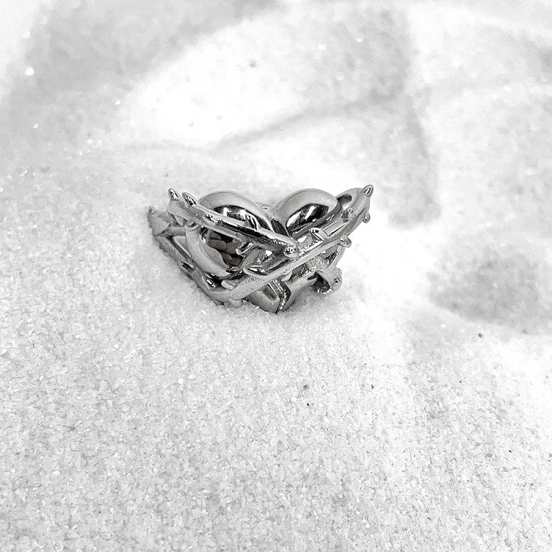 VAF Punk Heart of Thorns Ring Stainless Steel Ring Anillo Corazon de Espinas Herz der Dornen-Ring