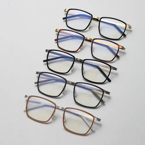 2024Ultra-light pure titanium  Square glasses type hot classic quality women blue glasses metal frame custom logo