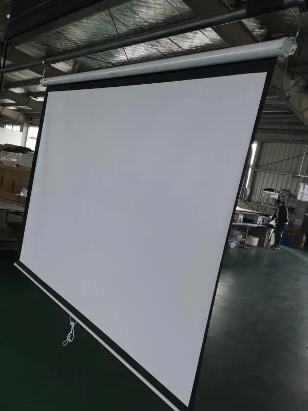 
70 inch Manual Pull Down Projection Screen with matte white fabric Wall Mounted Projector Screen 