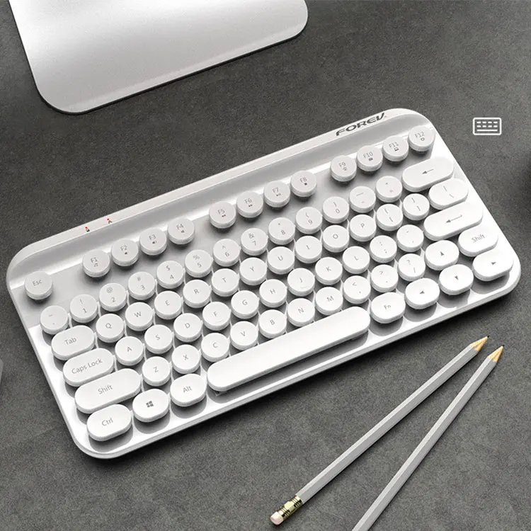 Portable 88 Keys Mini Keyboard Round Keycaps Portable 2.4g Wireless Keyboard For Office Laptop PC