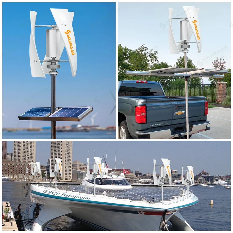 SMARAAD EU Warehouse 5000W Vertical Wind Turbine Generator With 5KW Pure Sine Wave Inverter 12V 24V Household Wind Power System