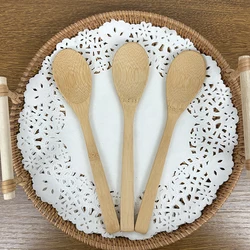 Индивидуальная Высококачественная натуральная ложка, Экологичная термостойкая бамбуковая кухонная утварь, круглая ложка с длинной ручкой, деревянная бамбуковая ложка