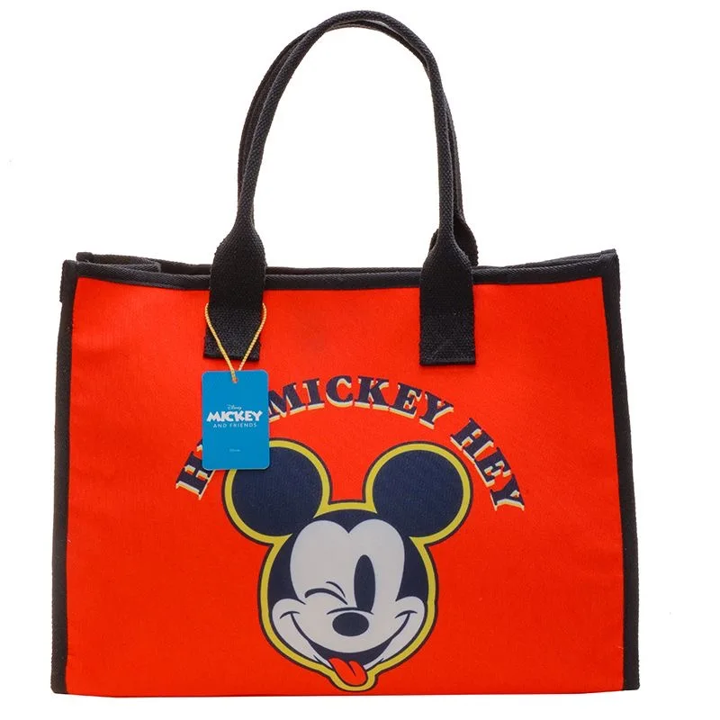 Custom Logo Oversize  Large Weekend Canvas Cotton Shopping Tote Bag Women Fashion School handbag Cartoon Shoulder disney bag