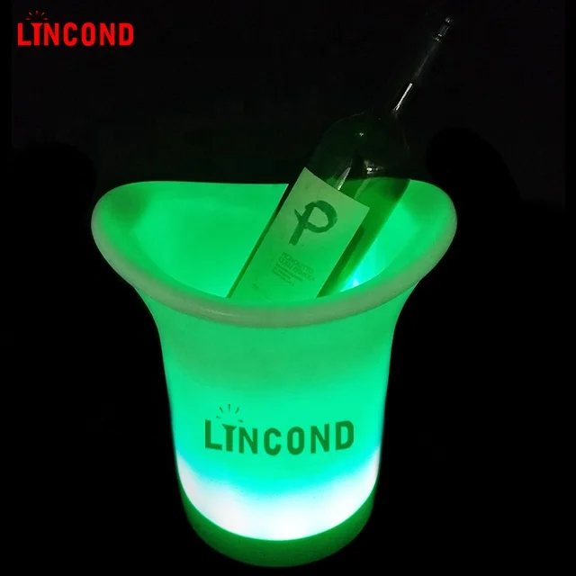 Custom Illuminated Ice Bucket Double wall PP LED Speaker Ice Bucket LED Wine Bucket Champagne Cooler