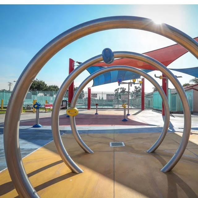 large splash pad play features for kids of all ages
