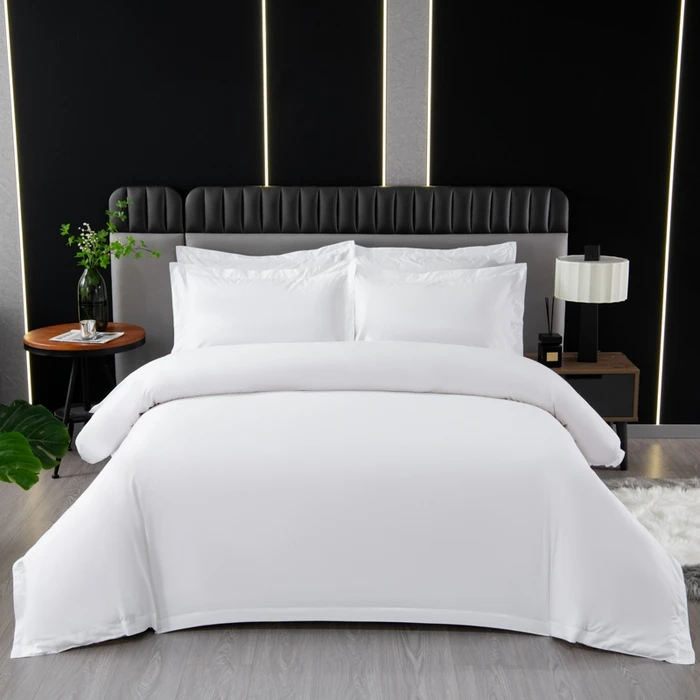 Wholesale Custom 60s Cotton 300TC Satin Chain Hotel Bedding Set 100% Fabric Soft Quilts Twin Size for Hotel Lines Bed Linens