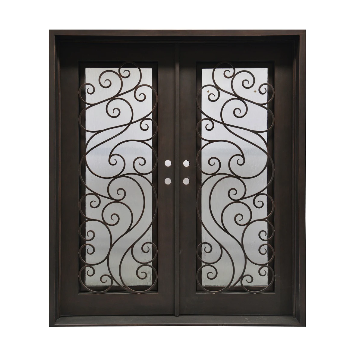 Modern Iron Entry Door Design Entrance Security Wrought Iron Door with Glass Bedroom Steel Swing Industrial Graphic Design XMOYA