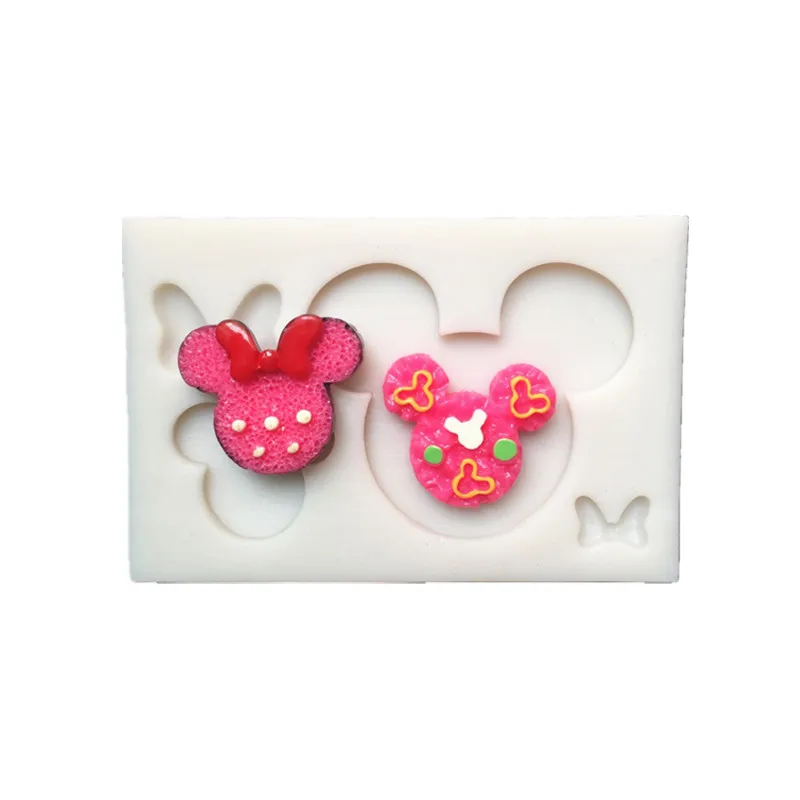 h30g 4 hole mouse bow head ear Silicone Mold Sugarcraft mould DIY Baking Tools Cake Fondant tool Decoration