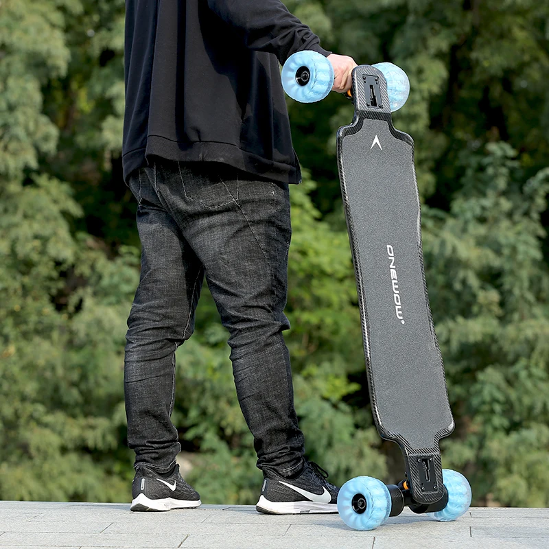 Stable Double Kingpin Trucks 55kms/h electric skateboard with super slim design onewow carbon fiber caved deck