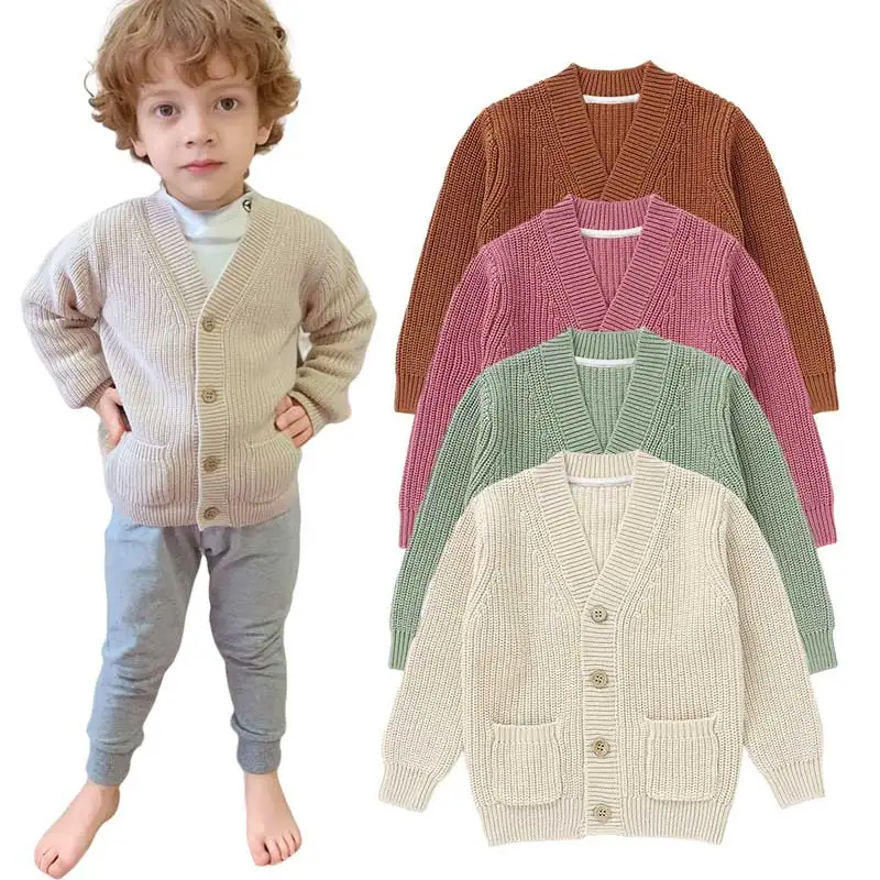 100% зимние теплые шерстяные свитера из органического хлопка для мальчиков и девочек кардиган детские
