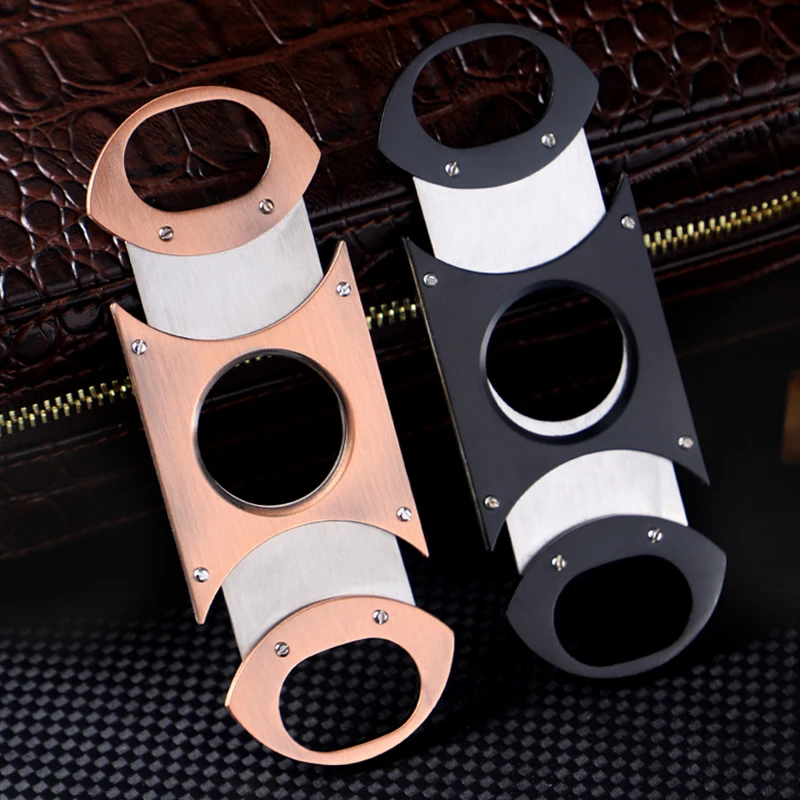 Hot Selling boutique Cigar Cutter  Guillotine Stainless Steel Double Blade Cigar cutter Knife for sale