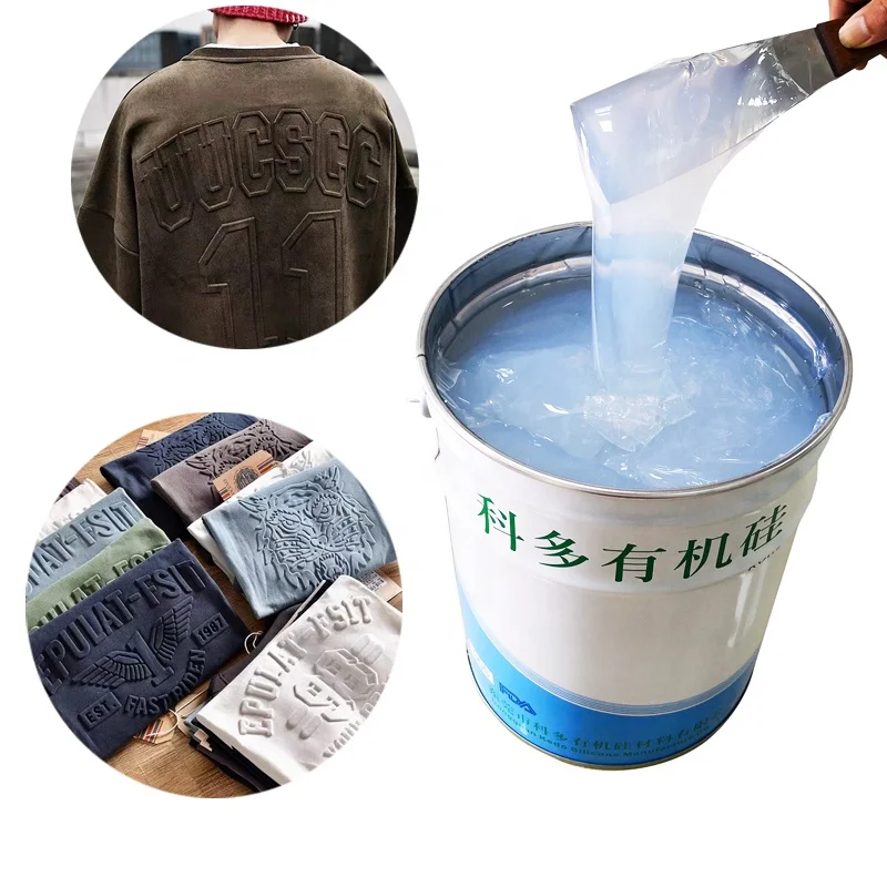 Clothing digital textile printing transparent liquid silicone rubber paste screen printing ink silicone 3d embossed printing