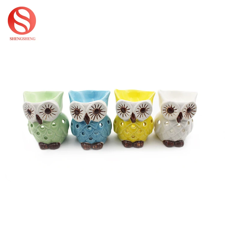 Factory direct sale cheap ceramic candle holder small owl ceramic tea light candle holder for home decoration