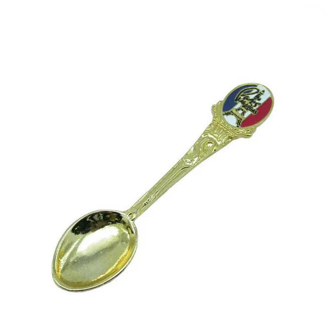 Custom Flag Soft Enamel Gold Souvenir Metal Teaspoon