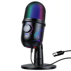 PC Table Podcast Recording Gaming Usb RGB Live Streaming Pedestal Para Recoding Microfono Mic Stand Round Base Studio Microphone
