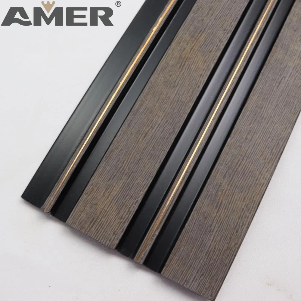 AMER Hot Sale PS Wall Panel Decorative Waterproof Easy to Install for Interiors Eco-Friendly Slat Design PS Wall Panel