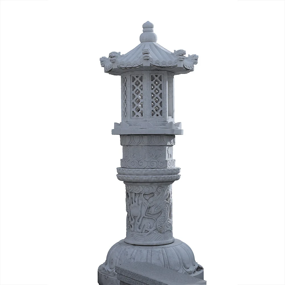 Japanese Style Furniture Stone Carving Garden Outdoor Pagoda Decor Natural Granite Garden Lights