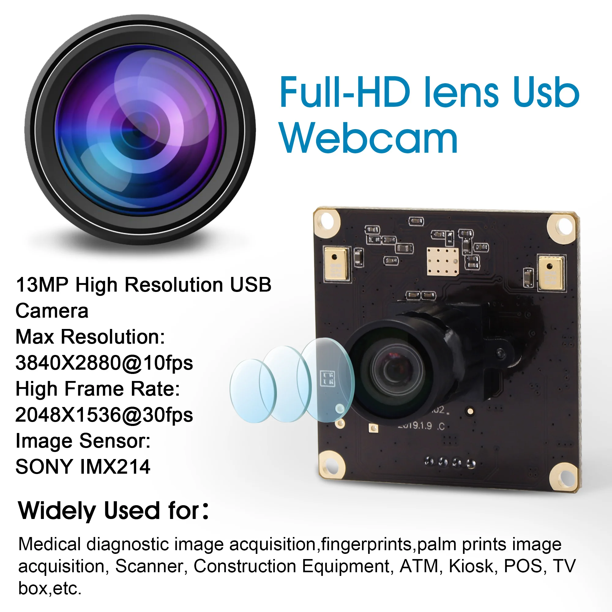 ELP 13MP 3840X2880 USB Camera Module CMOS Sony IMX214 Mini USB Camera