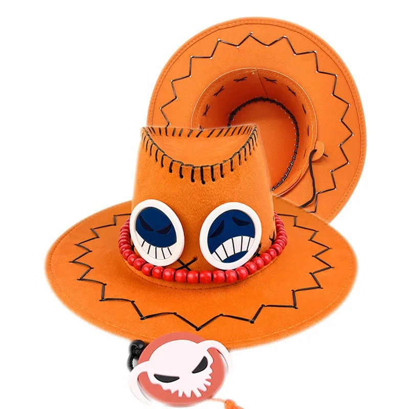 Wholesale Fashion Felt Cowboy Hats Unisex Suede Orange Luffy Cowboy Hat Adult Cartoon Cosplay Patches Bulk Cowboy Hat Band