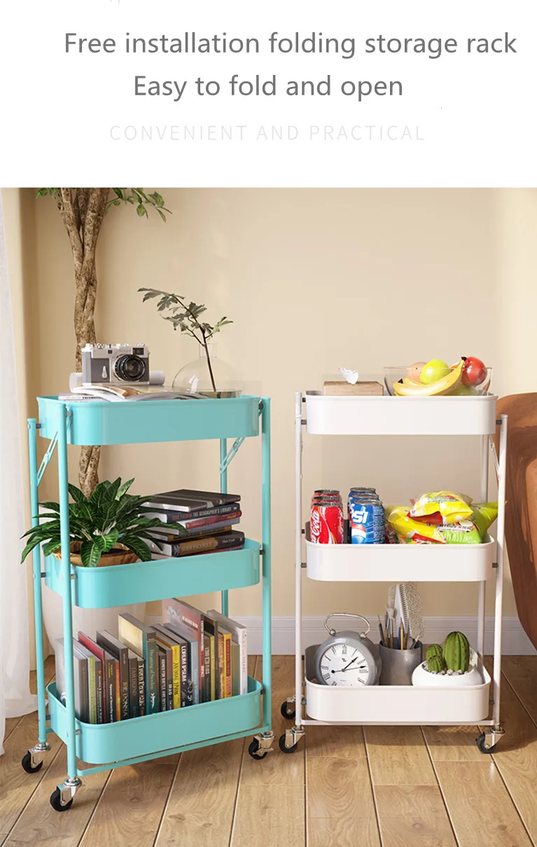 Hot Sale 3 Tier Foldable Kitchen Utility Vegetable Cabinets purpose multifunction rack
