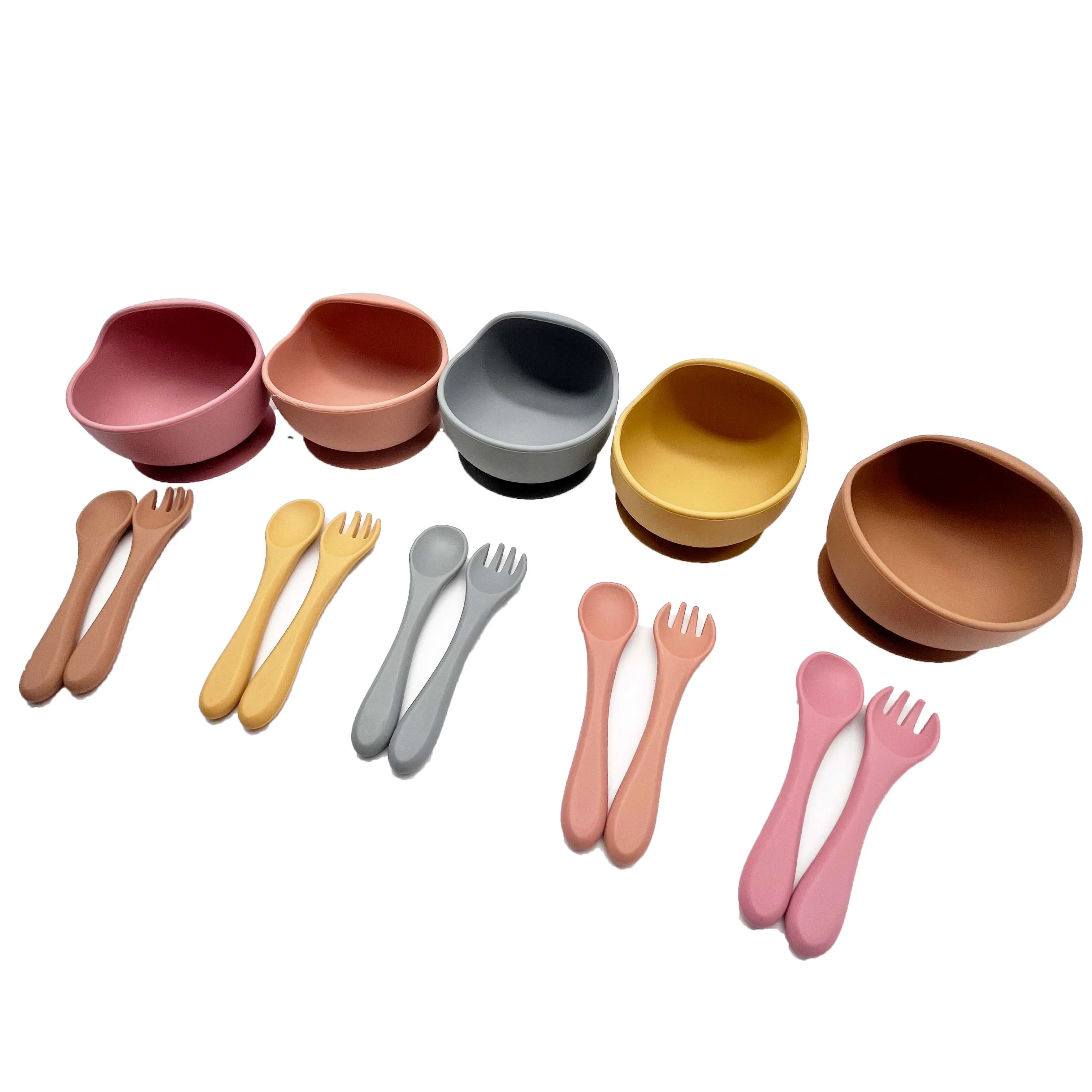 2022 Hot Sale Bpa Free Baby Bowl Baby Plate Silicone Baby Feeding Supplies Set Non-slip Suction Kids Dining silicon bowl