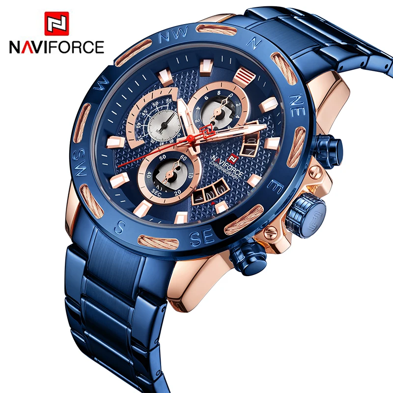 NAVIFORCE 9165 Men Sport Chronograph Watch NAVIFORCE Quartz Wrist Vintage Quartz Watches