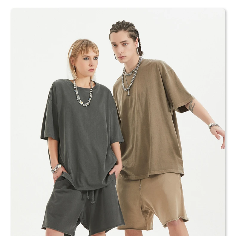 2023 New Vintage Plus Size 100% Cotton Short Sleeve Solid Color Loose Casual T-Shirt For Women And Men