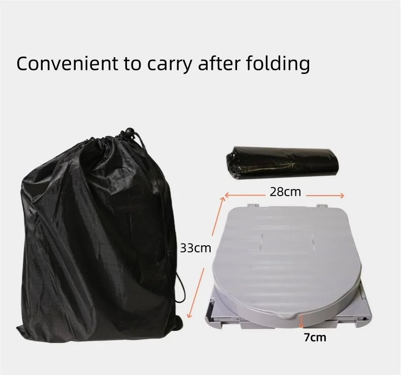 Portable Emergency Folding Camping Toilet Black /Gray/YellowWashable Plastic Potty for Car Travel and Outdoor Camping