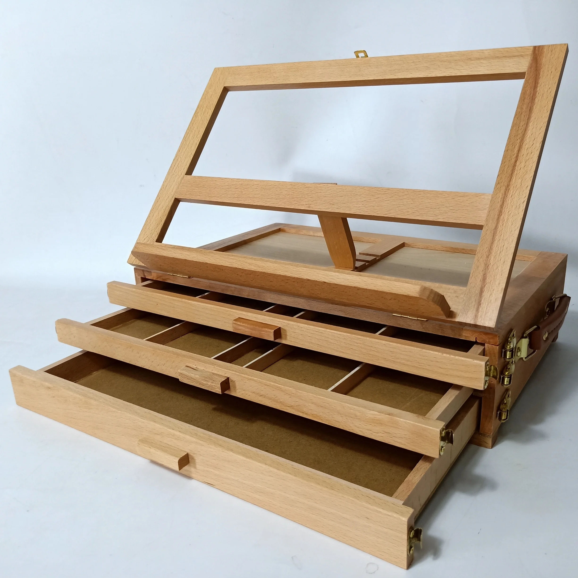 Art Supply Adjustable Portable Place Draw Round Desktop Beech pine wood Paint Sketch Easel Box