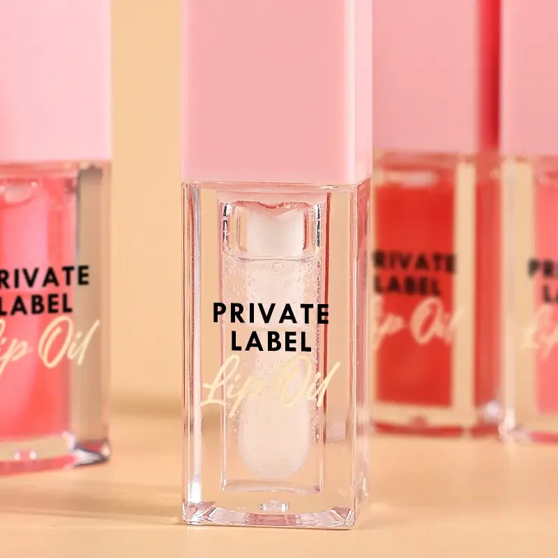 wholesale custom Private Label Organic Cosmetics Big Brush High shine lip plumper gloss lip oil Vegan Fruity clear lip oil