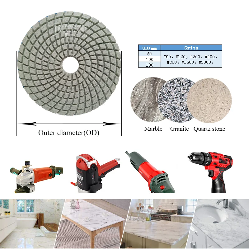 4Inch Diamond Polishing Pad Wet Dry Marble Floor Polishing Pads for Granite Marble Natural and Artificial Stone