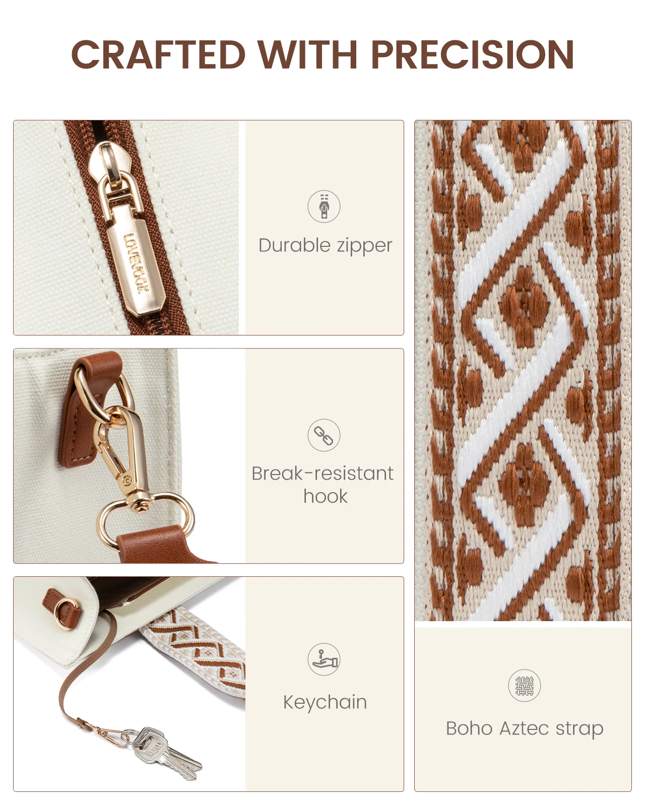 LOVEVOOK Boho Aztec Tote Bag Canvas Tote Purse and Handbags Satchel Shoulder Crossbody Bag Top Handle Fashion bags for Women